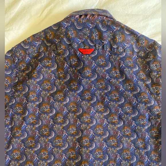 Jermyn & Bond Men’s Shirt Modern Fit Button Down Flip Cuff 100% Cotton Paisley - Picture 4 of 5